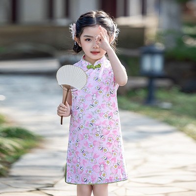 Summer Chinese Style Dress for Girls Kids Qipao Performance