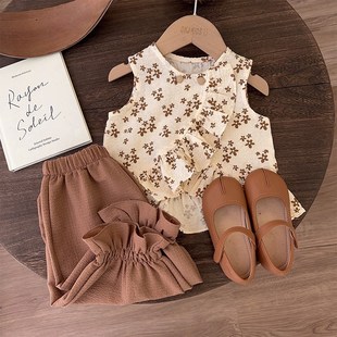 Pant Floral Fashion Sets 2025 Girls Vest Summer Kids Lantern