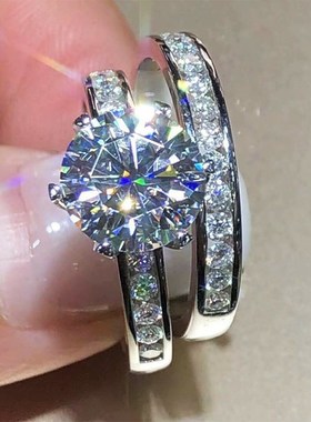 Simulated Snowflake Wedding Rings Couple Ceremony Set Rings