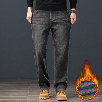 Mens HighEnd Quality Business Casual Straight Leg Jeans Thic