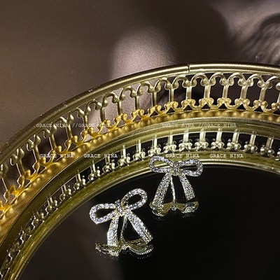 Elegant Bowknot Earrings 2025 Fashion Ear Studs Zircon Chic