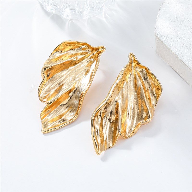 Fall 2025 Irregular Metal Plated Earrings for Women with Lea