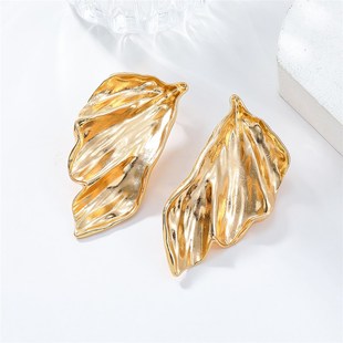 Metal Plated with 2025 Lea Women Irregular for Fall Earrings