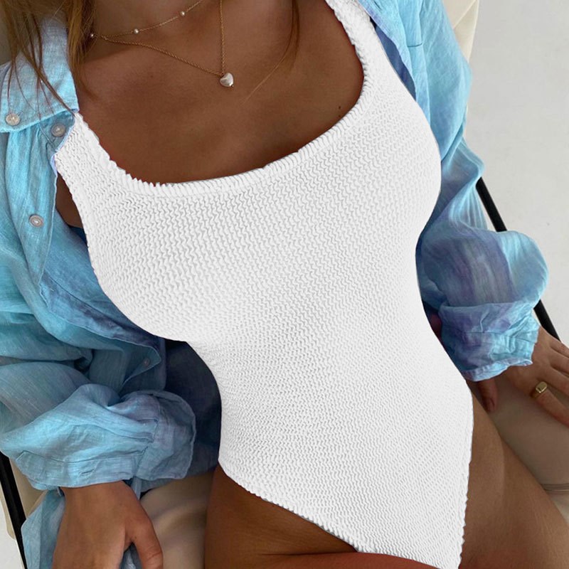 European and American Wrinkle Strappy Triangle Onepiece Swim