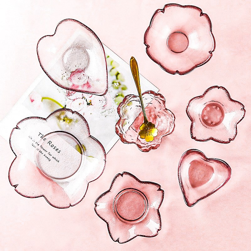 Creative Sakura Dishes Japanese Pink Gold Rim Glassware Seas