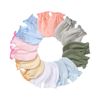 Newborn Gloves AntiScratch Mittens with Colorful Edges Doubl