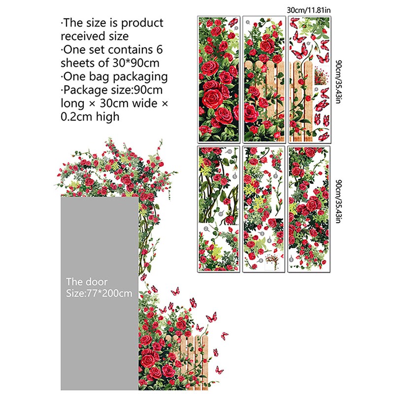 Romantic Roses Fence Butterfly Wall Sticker for Valentines D