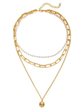 MultiLayer Necklace with 5252 European Portrait Stamps Pearl