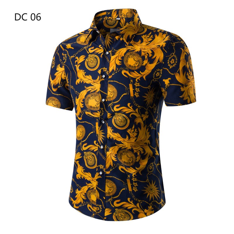 Summer 2025 Plus Size Slimfit Shortsleeved Printed Shirt Men