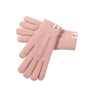 DoubleLayer Warm Thickened Winter Plush Gloves with Tou Knit