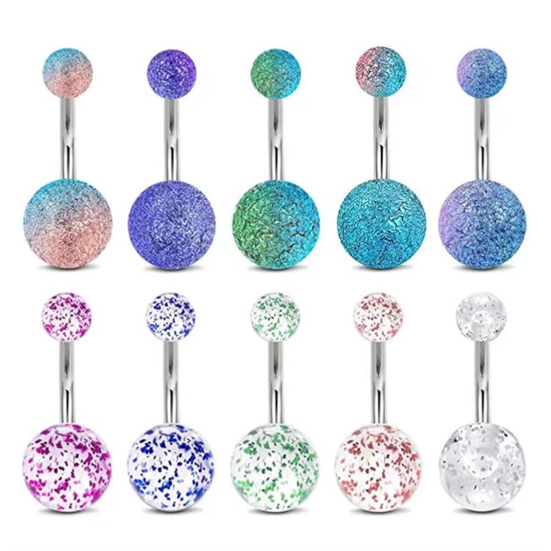 14G Belly Button Piercing Kit 16pc Combo Rubber Ball Belly B