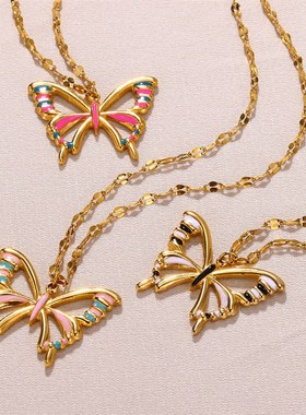 Butterfly Pendant Necklace Womens Fashion Light Luxury Ins S