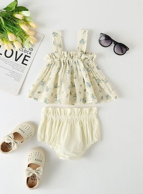 Summer Skirt Set for Baby Girls 02 Years Old Infant Flowered