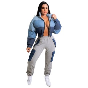 Denim Gradient Patchwork Womens Coat Casual Jacket Fashion