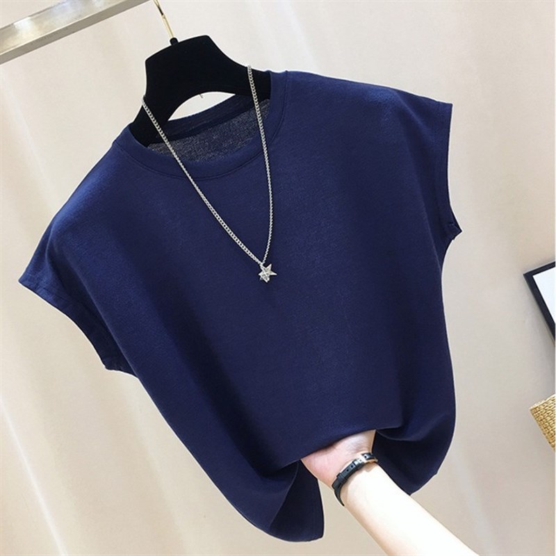 Ice Silk Tee Shirt Womens Summer Casual Versatile Relaxed Ha