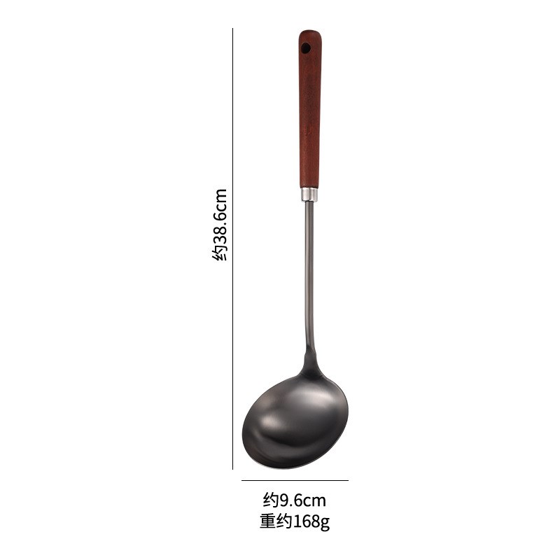 New Stainless Steel Spatula Titanium Black Spoon Wooden Hand