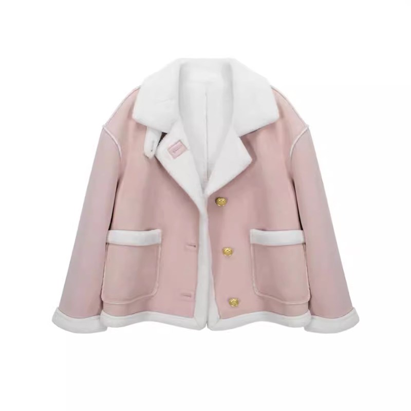 Sweet Outerwear Women 23 FW FurinOne Korean Style Rose Pink