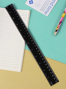 30CM SolidColored Plastic Ruler BlackWhite Scales Multifunct