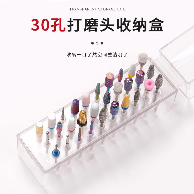 Nail Drill Bits 30hole Transparent Storage Box Nail Drill Bi