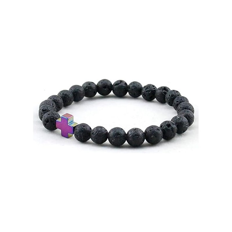 8mm Natural Stone Volcanic Rock Tigers Eye White Pine Black