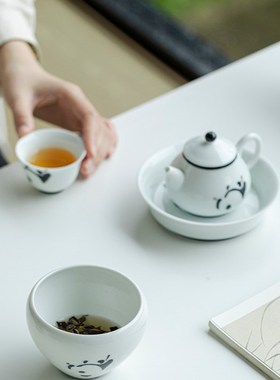 Shuke White Porcelain Jade Clay Yutianburned Handpainted Pan