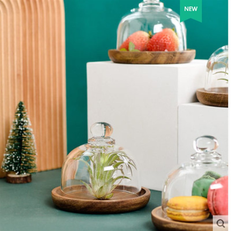 Mini Dessert Stand Decorative Glass Cover Afternoon Tea Tabl