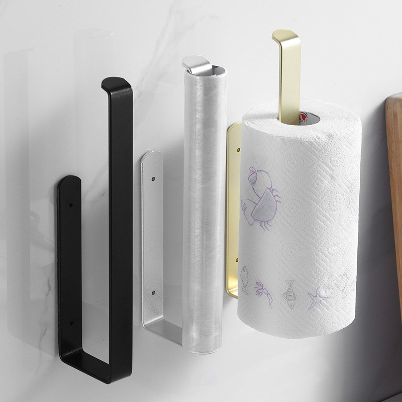 Wall Mounted Metal NoDrill Kitchen Tissue Holder Cabinet Gol