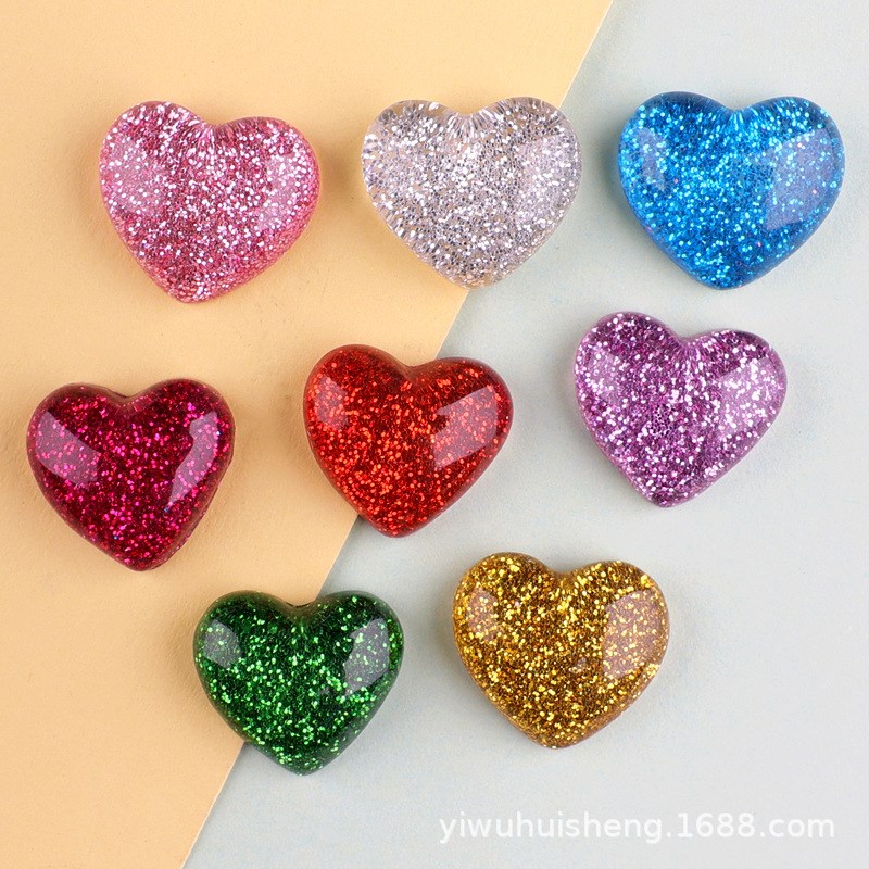 Glitter Heart DIY Resin Accessory for Phone Case Headband Ha