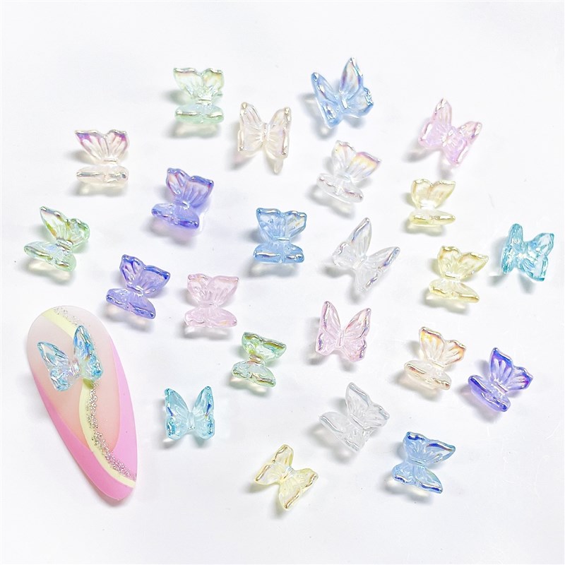 Japanese Aurora Butterfly Nail Art Decorations Colorful 3D R
