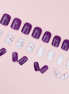 Purple Charm Detachable French Manicure with Simple Sparklin