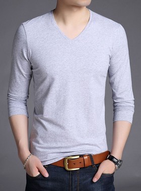 Long Sleeve Tshirt for Men Pure Cotton Henley Collar Base La