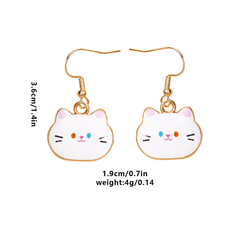 DIY Cute Printed Cat Earrings Alloy Drip Oil Earring for Eur