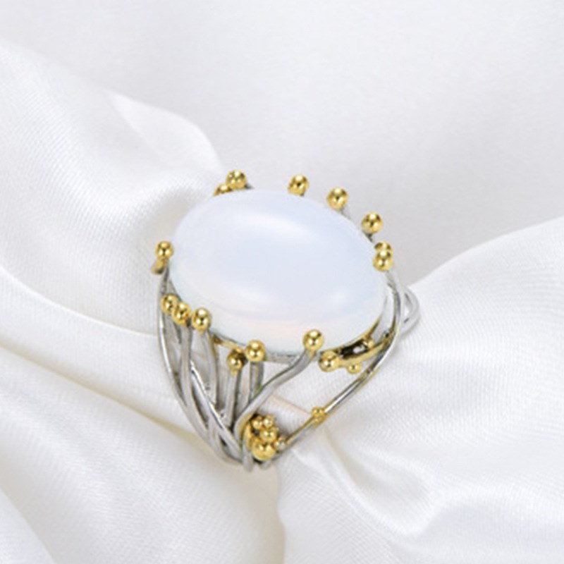 Moonstone Ring Electroplating Hand Jewelry for European and