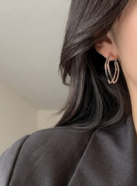 Korea Premium Gold 2025 Trendy Metal Exaggerated Statement E