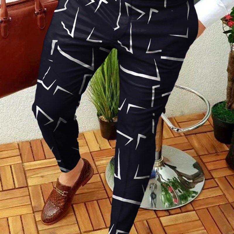 New 2025 EuroAmerican Mens Casual Abstract Contrast Color Pa