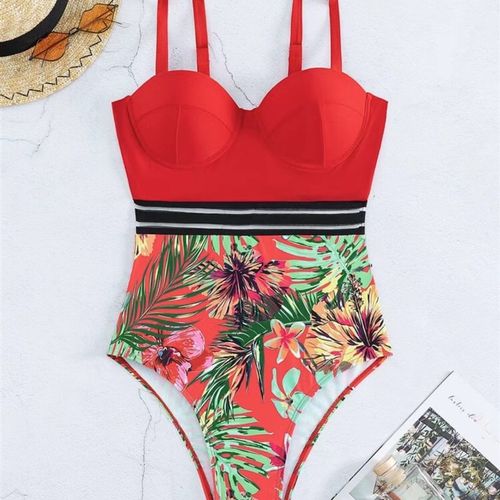 Multicolor Patchwork Onepiece Swimwear for Women 2025 Europe