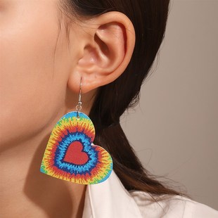 Large Heartshaped Earrings RedBlack Plaid Rainbow Leopard Pr