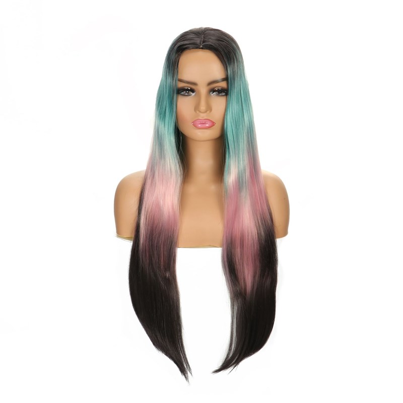Wig European and American High Temperature Silk Middleparted