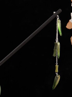 Modern Wood Hairpin Black Wood Pearl Ancient Style for Girls