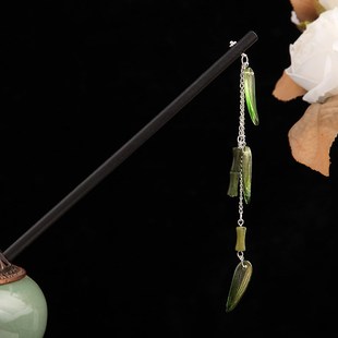 Modern Wood Hairpin Black Wood Pearl Ancient Style for Girls