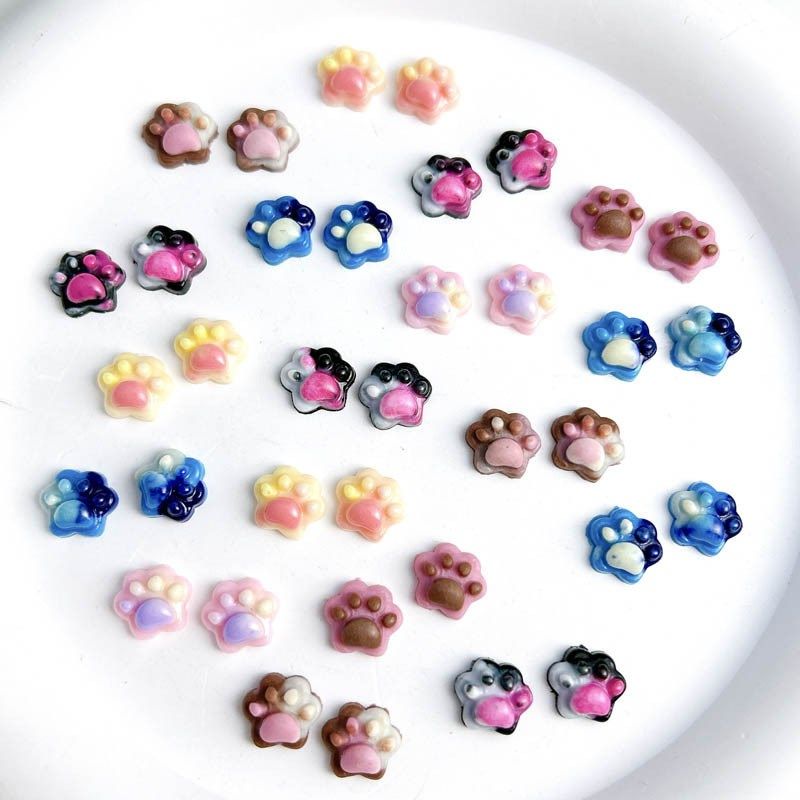 Nail Art DIY Multicolor Cat Paw Nail Decorations Handmade Cr