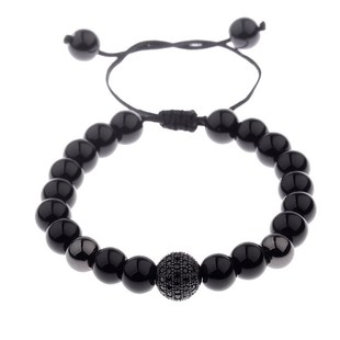 Mens Zircon Bracelet Couple 8mm Bead Accessory Matte Braided