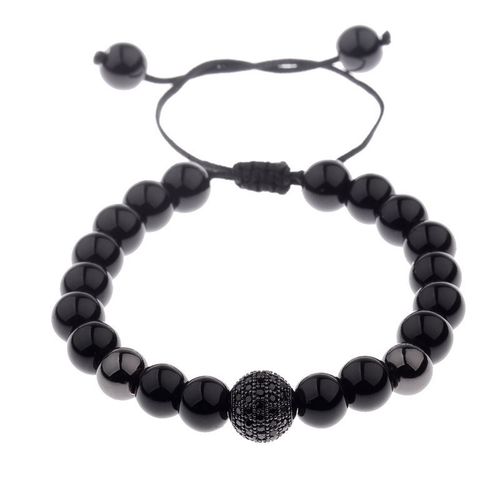 Mens Zircon Bracelet Couple 8mm Bead Accessory Matte Braided