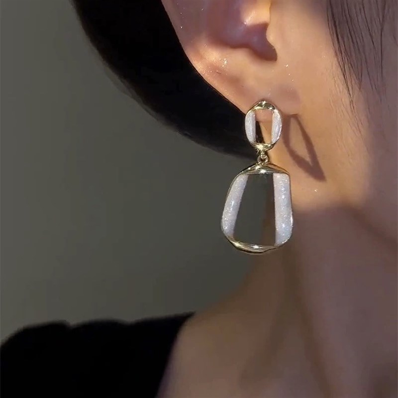 White Dripping French Earrings Geometric Earring ElegantSqua