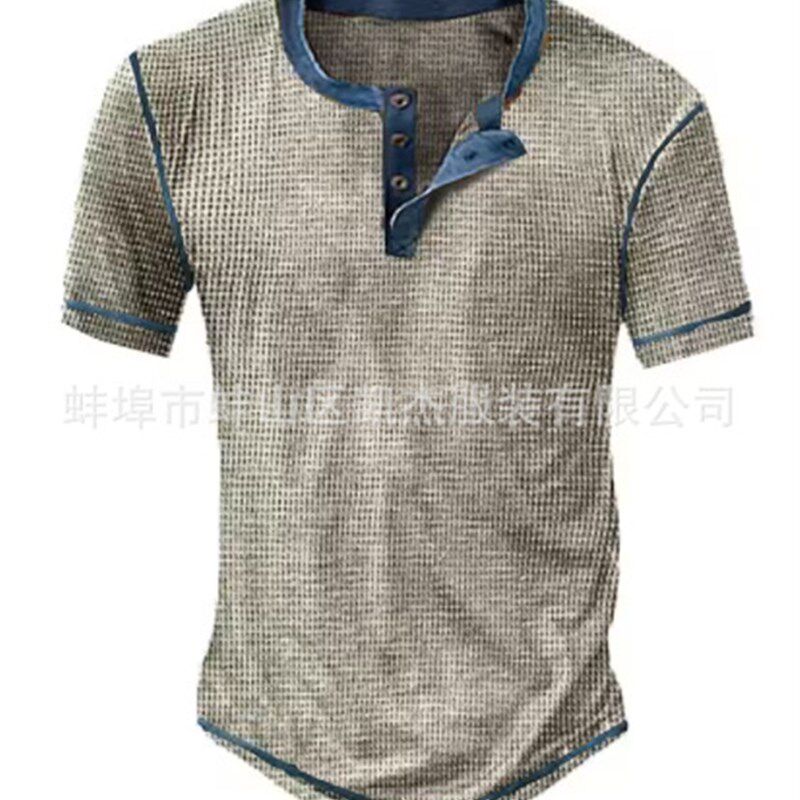 Summer TShirts for Men European Size Button Collar Casual To