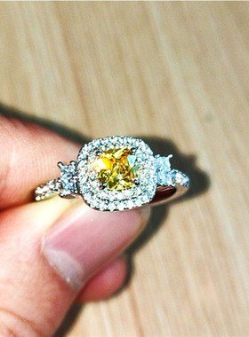 Morningray 4Prong Set Yellow Gemstone Womens Ring with Zirco