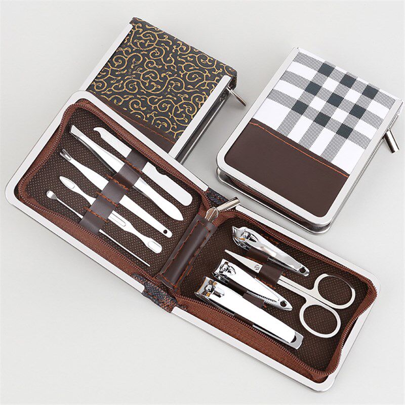 9Piece Zipper Pouch Nail Clipper Set Portable Beauty Manicur