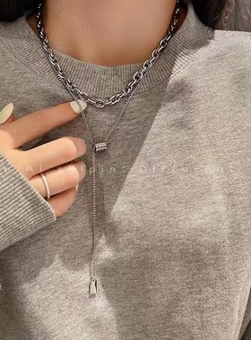 Fall Winter Titanium Steel Doublelayered Slim Waist Necklace