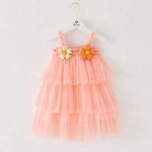 Kids Cake Skirt Girls Tutu Flower Puffy Dress Birthday Baby