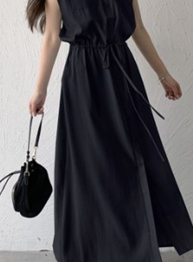 Summer 2025 Japanese Sleeveless Pocketed MidLength Casual La